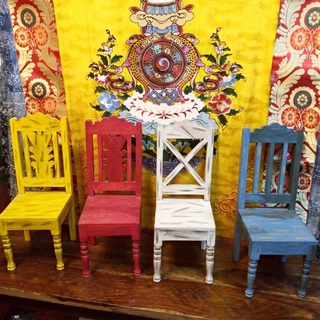 印度 手工刷色  實柚木小椅 置物層架椅 可當花托 居家商店擺設 鄉村風