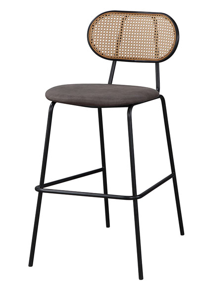 JC-905-8 柳月仿藤編咖啡色科技布面吧台椅 (不含其他產品)<br />
尺寸:寬46*深59*高106cm