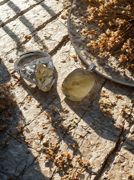 黃水晶隨形純銀墜戒套組G32-1-4-4820