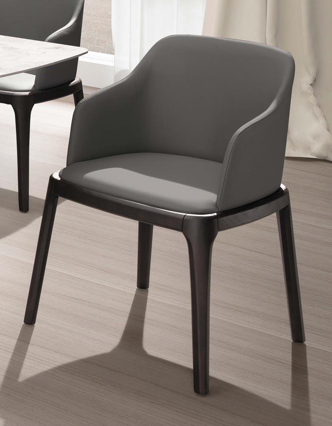 SH-A478-06 拉斐爾實木雙扶手餐椅(淺灰皮)(不含其他產品)<br />尺寸:寬53*深56*高83cm