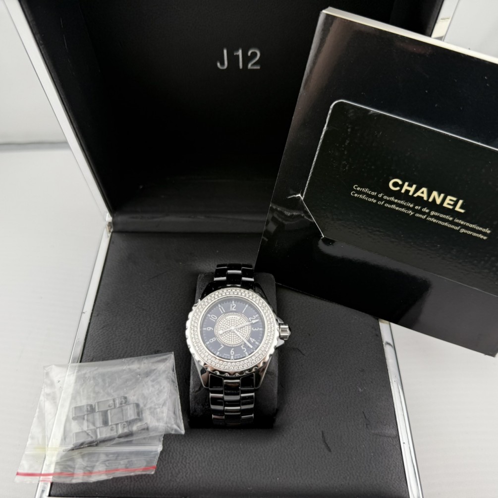 Chanel 香奈兒 J12 H1708 33mm黑陶瓷鑽圈小滿天星腕錶 n1304