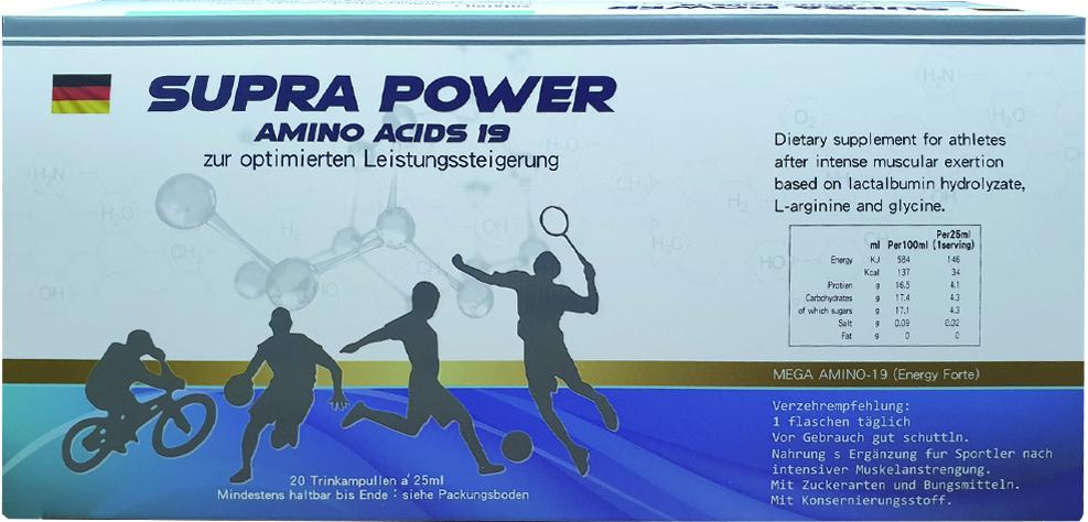 【胺速力】德國進口 SUPRA POWER amino acids 19 (Aminoplex)- 高純度濃縮胺基酸補精 (25ml × 20瓶/盒)