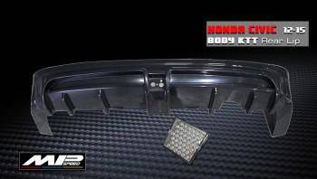 2012-2015 Civic 4D RR Style Rear Lip (Single-Pipe)+LED-JP/US.