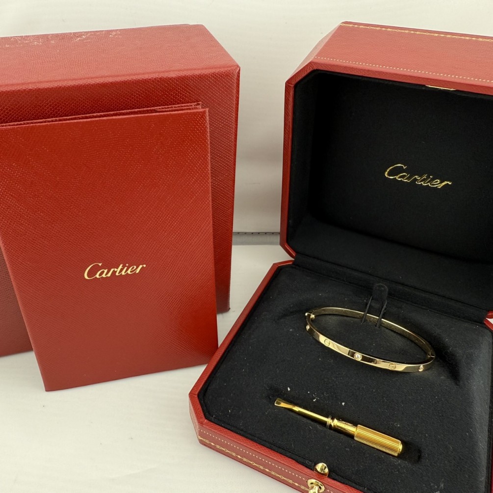 Cartier卡地亞 LOVE手環 小型款 6顆鑽 18K玫瑰金 16號盒單齊全 n1474
