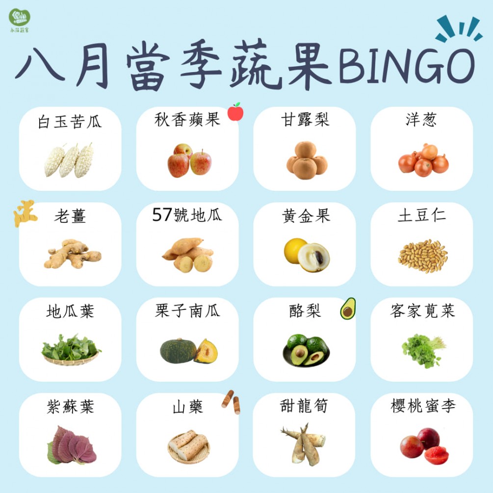 八月的蔬食BINGO第一彈來啦~~