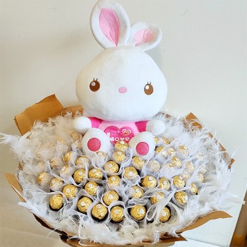 《Love兔愛你》Love兔+99朵金莎巧克力花束