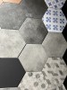 六角磚【雕刻超止滑4色8款+花磚】17X20MIT居家空間 │浴室廚房│玄關│商空設計｜地壁兩用磚#60.115