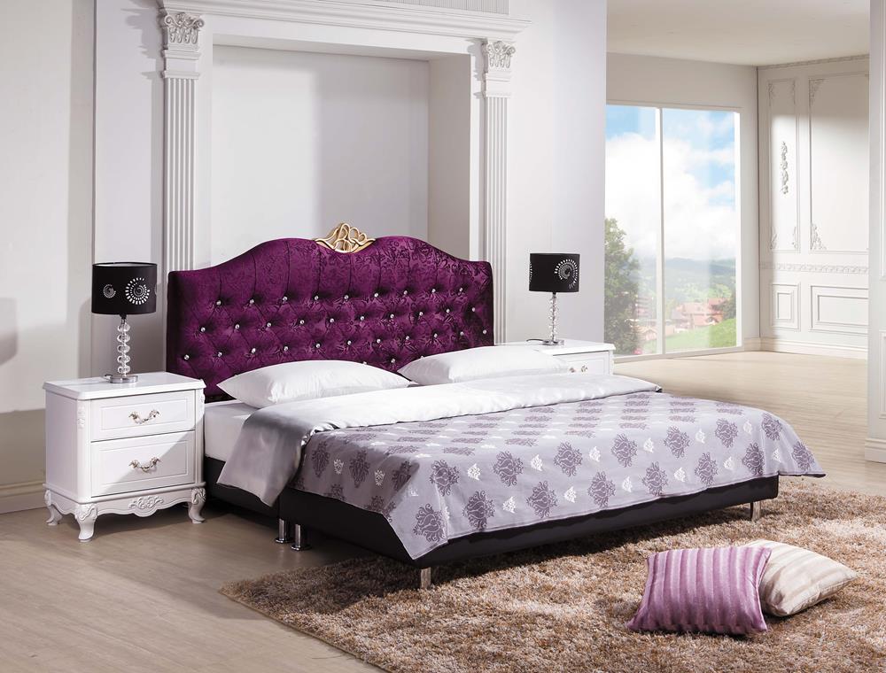 SH-A156-1A 溫妮莎5尺紫色絨布雙人床 (不含床墊其他產品)<br /> 尺寸:寬154*深204*高124cm