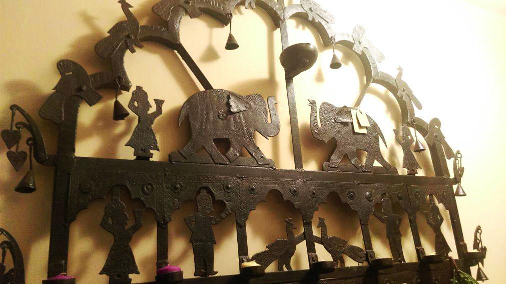 印度古文物(老件)~老鐵雕刻36座燭檯