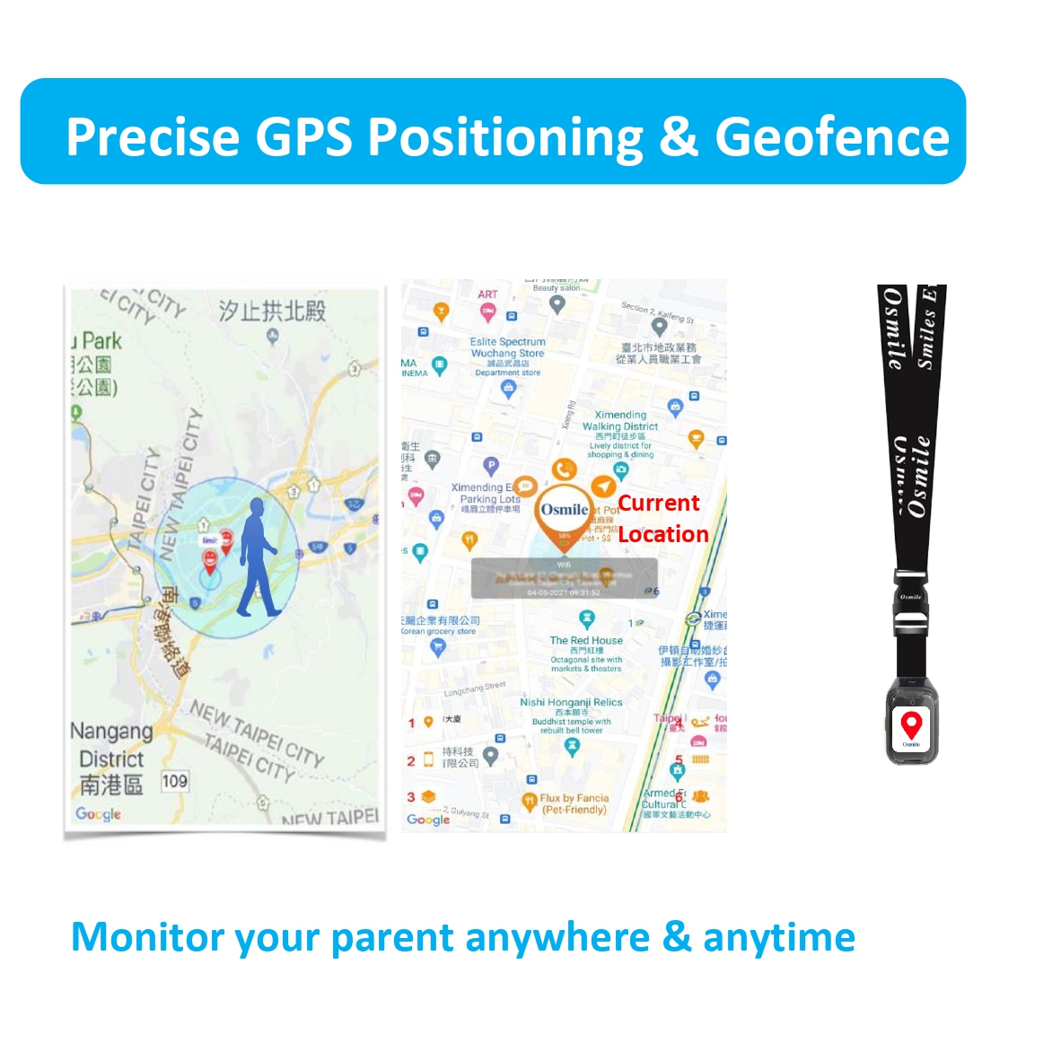 Osmile ED1000 GPS Tracker for dementia & Alzheimer Pendant-3 (GPS Tracker Pendant)
