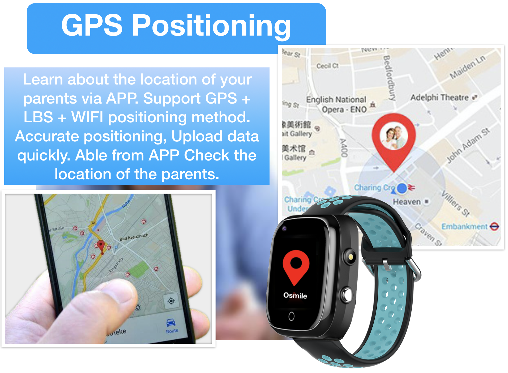 Reloj localizador GPS: SOS, caída, teléfono y control de salud - Abubu