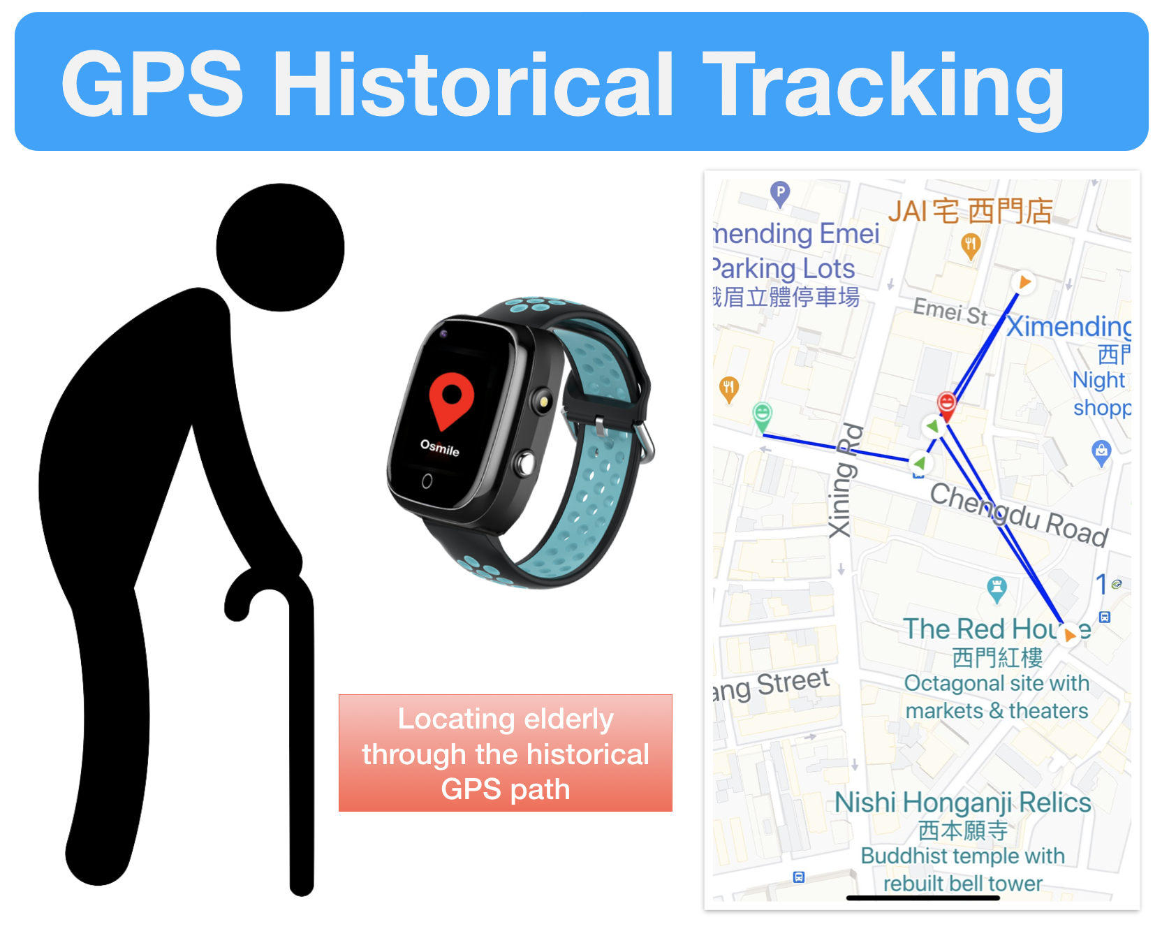 GPS Locator Watch, TRiLOC Alzheimer's GPS Watch