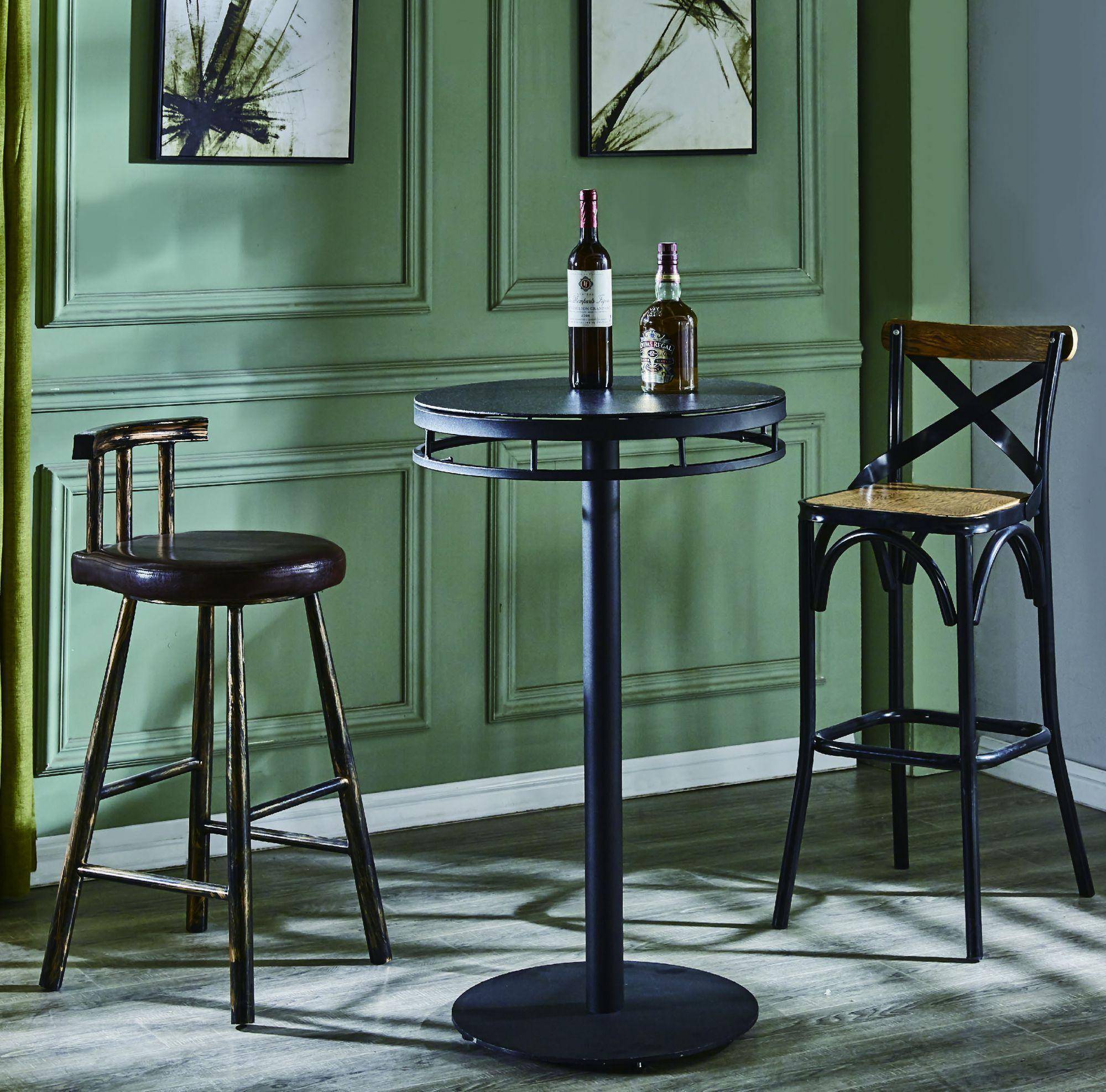 b018-477-1卡恩 2 尺圆形仿岩烧玻面 吧台桌