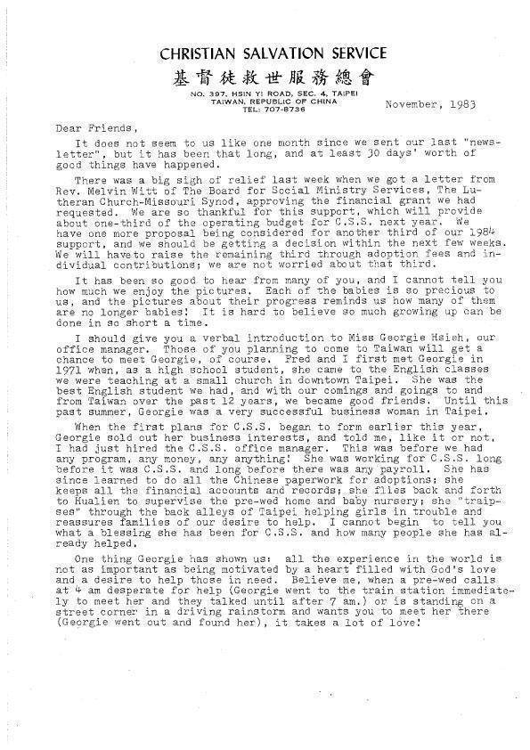 CSS Newsletter Nov. 1983