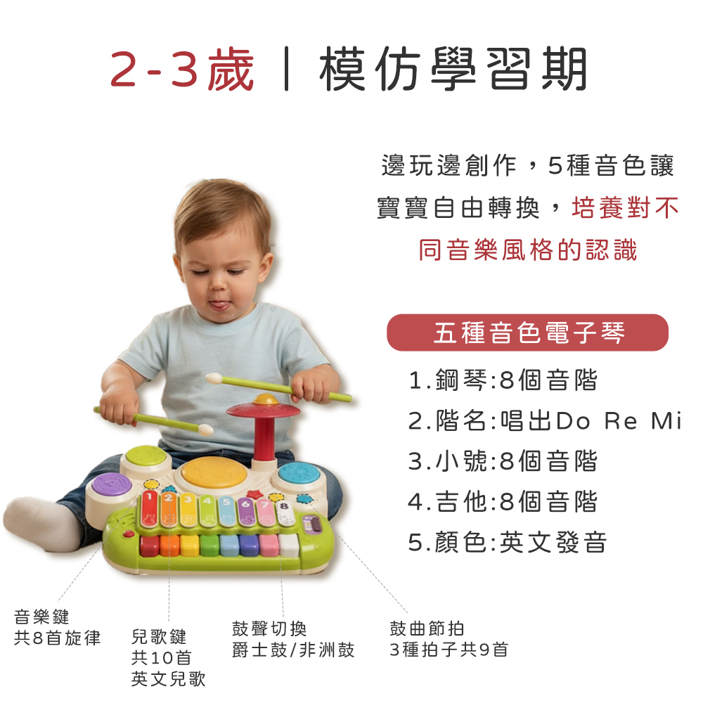 Toy Planet玩具星球 電子琴拍拍鼓