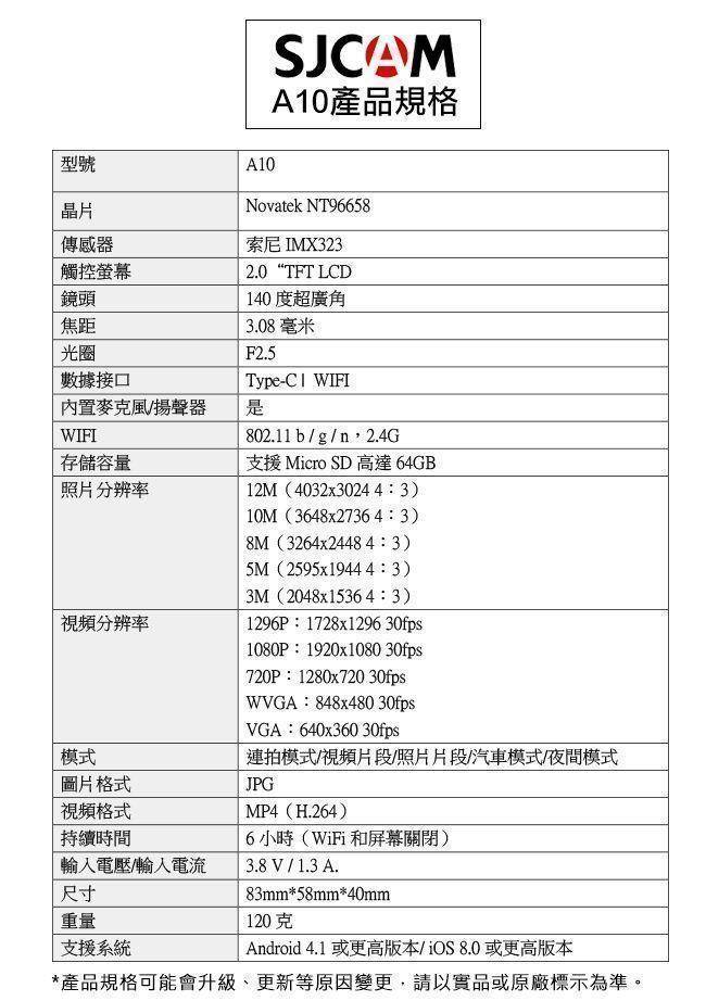 FLYone SJCAM A10 警用執法專業級 雷射定位監控密錄器/運動攝影機